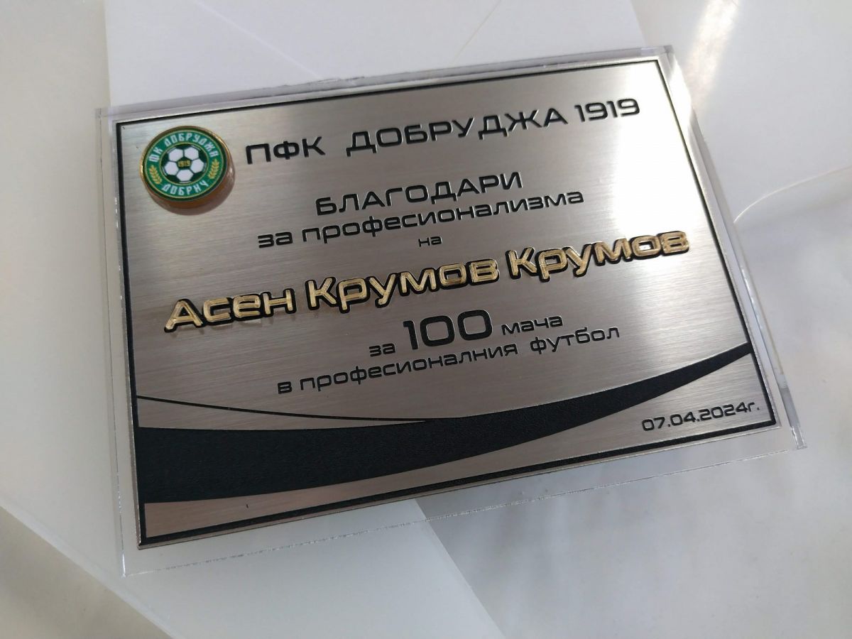 Метална плакета — ПФК Добруджа 1919