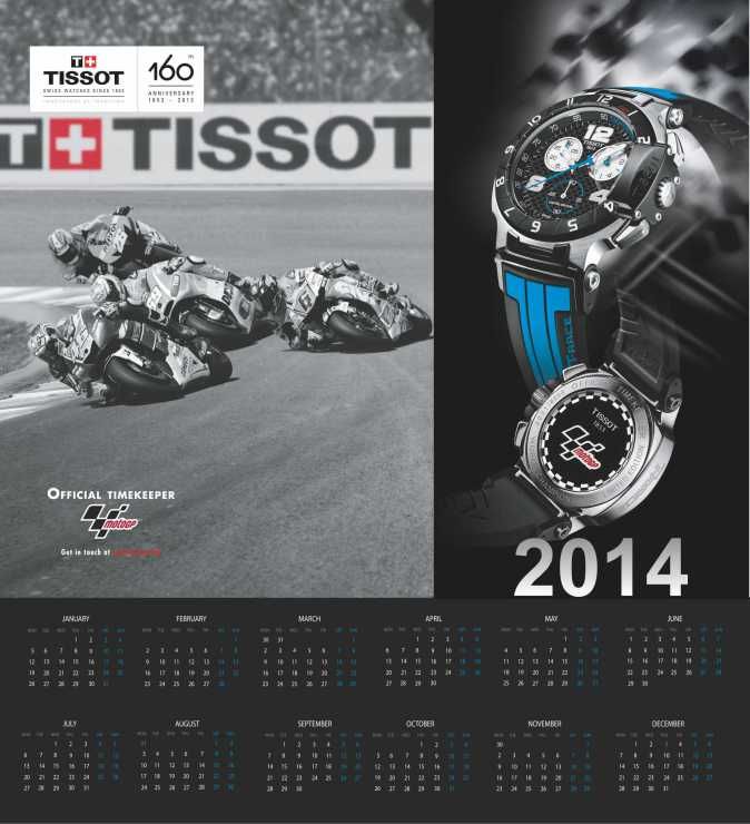Еднолистов календар Tissot MotoGP — 2014