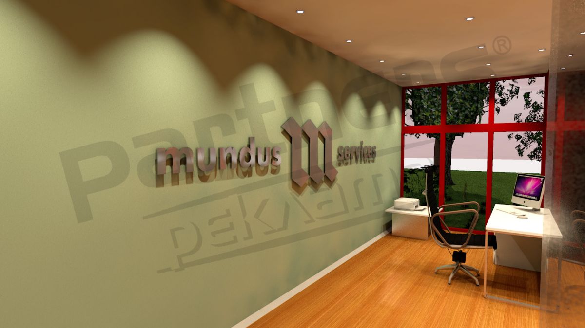 Mundus Services — офис с обемни букви