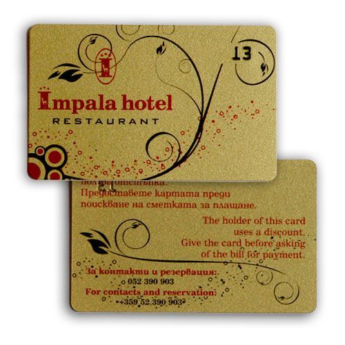 Impala Hotel Restaurant — клубна карта със златна основа